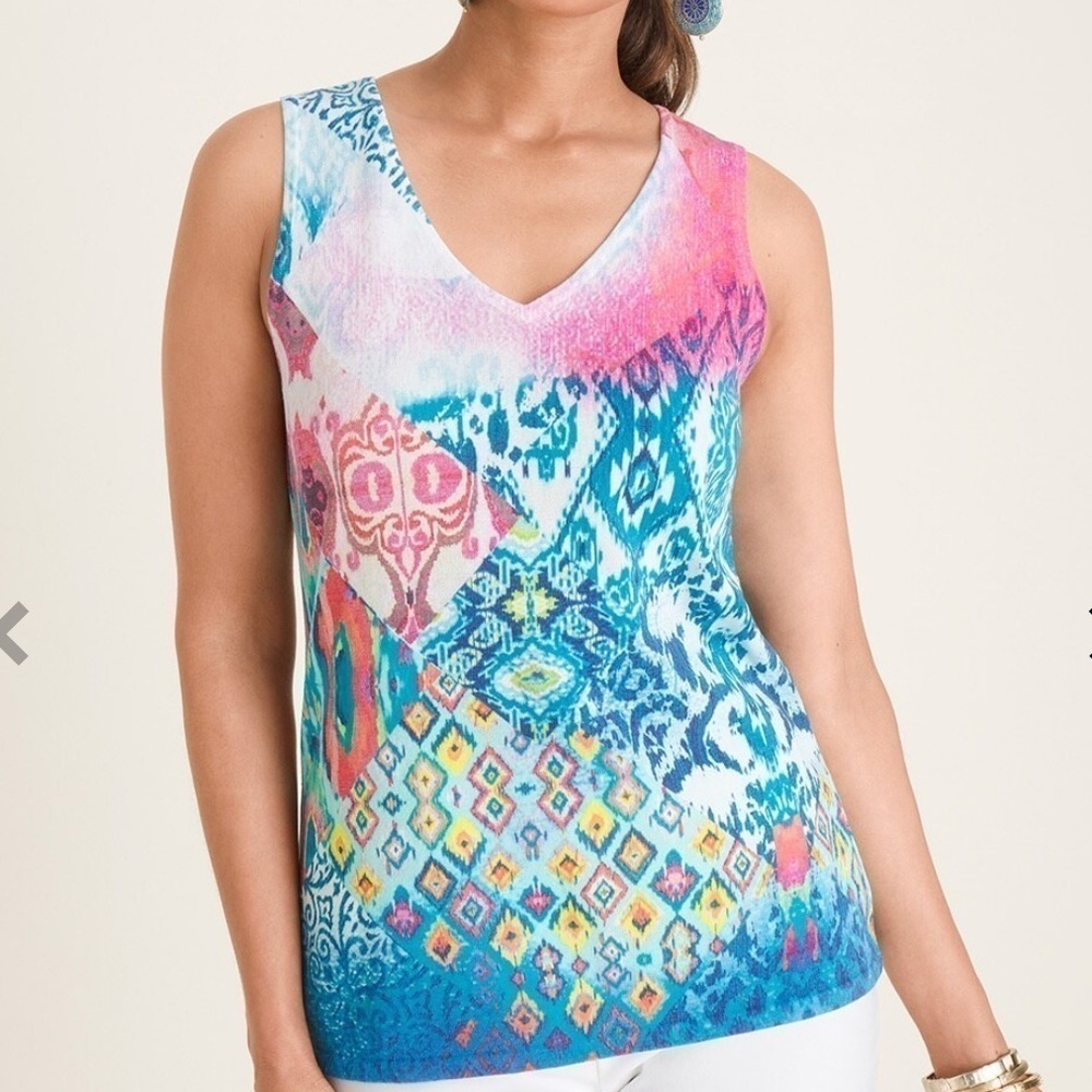 Chico’s Ikat-Print Sweater Tank